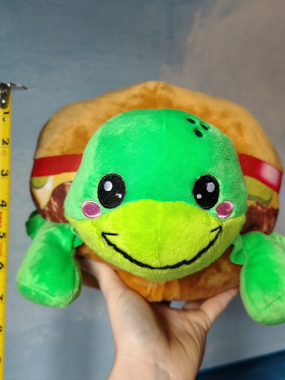 12" Long 8" Tall Plush Green Turtle Small Pet Plush Toy - Cute Smiling Turtle